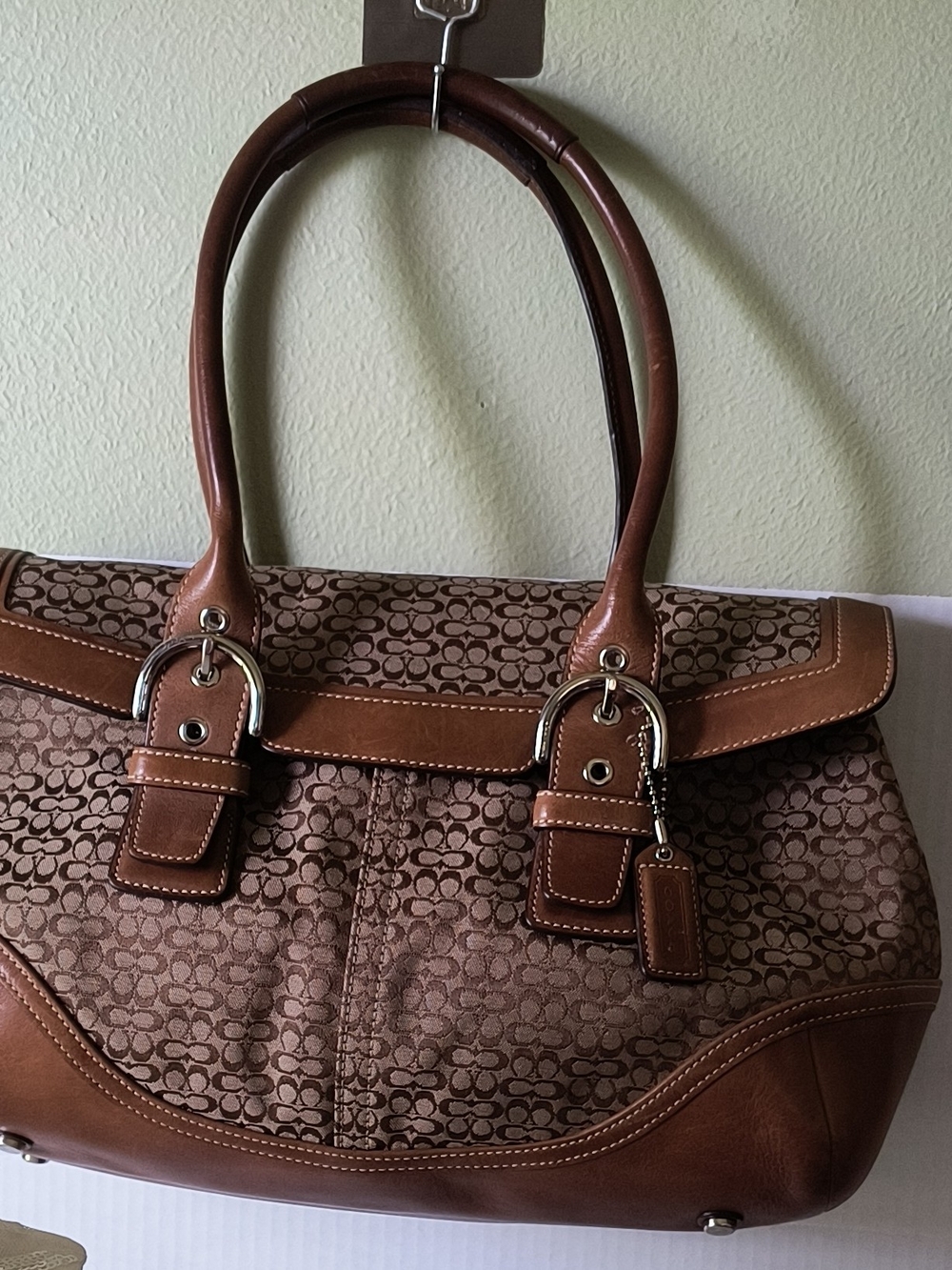 Coach Brown Signature Canvas and Leather Shoulder Bag